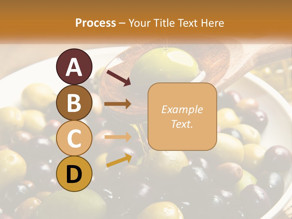A Wooden Spoon Pouring Olives Into A Bowl Of Olives PowerPoint Template