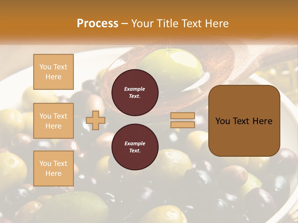 A Wooden Spoon Pouring Olives Into A Bowl Of Olives PowerPoint Template