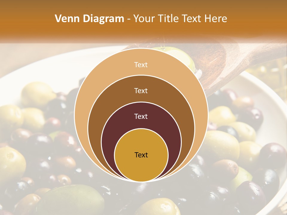 A Wooden Spoon Pouring Olives Into A Bowl Of Olives PowerPoint Template