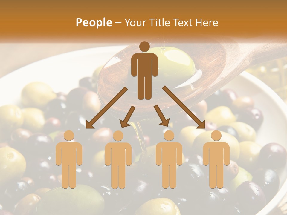 A Wooden Spoon Pouring Olives Into A Bowl Of Olives PowerPoint Template