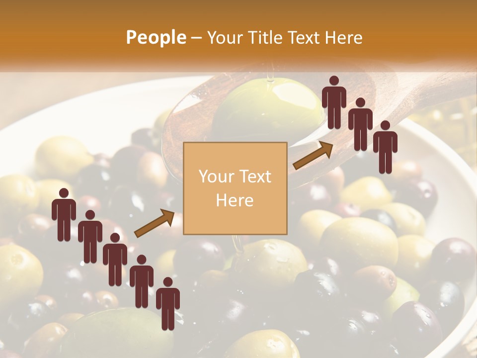 A Wooden Spoon Pouring Olives Into A Bowl Of Olives PowerPoint Template