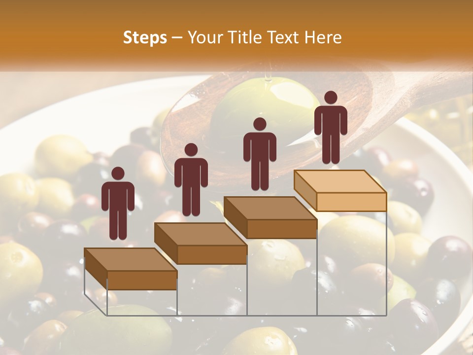 A Wooden Spoon Pouring Olives Into A Bowl Of Olives PowerPoint Template