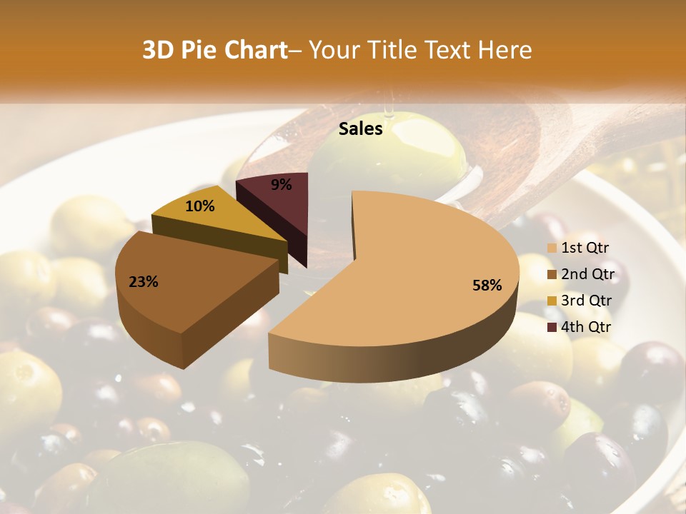 A Wooden Spoon Pouring Olives Into A Bowl Of Olives PowerPoint Template