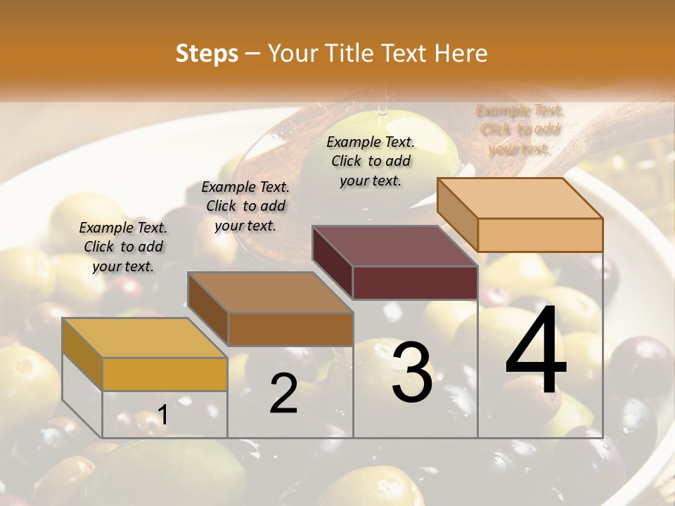 A Wooden Spoon Pouring Olives Into A Bowl Of Olives PowerPoint Template