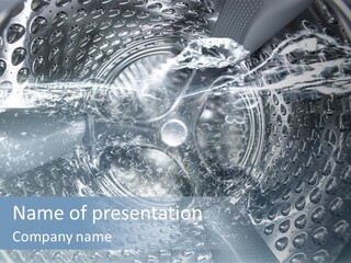 A Close Up Of A Washing Machine With Water On It PowerPoint Template