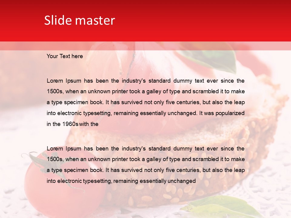 A Piece Of Bread With Meat And Tomatoes On It PowerPoint Template