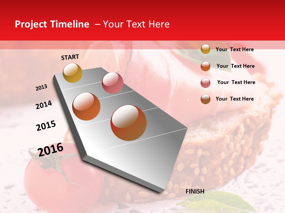 A Piece Of Bread With Meat And Tomatoes On It PowerPoint Template