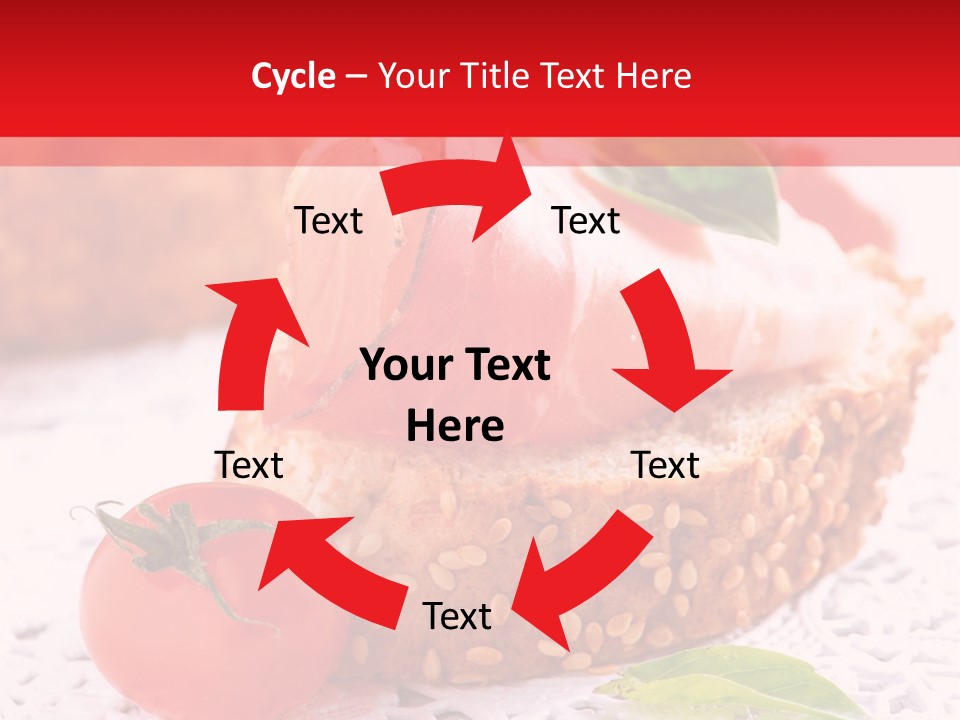 A Piece Of Bread With Meat And Tomatoes On It PowerPoint Template