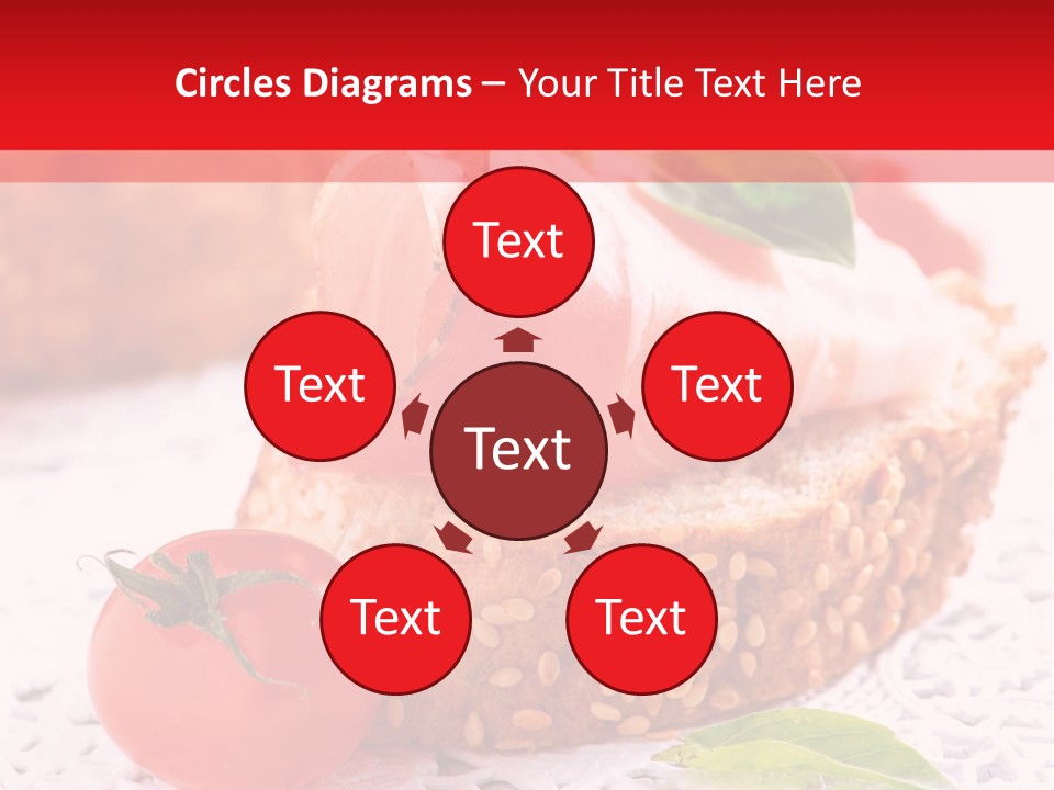 A Piece Of Bread With Meat And Tomatoes On It PowerPoint Template