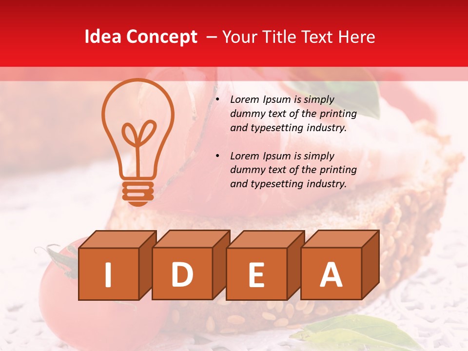 A Piece Of Bread With Meat And Tomatoes On It PowerPoint Template