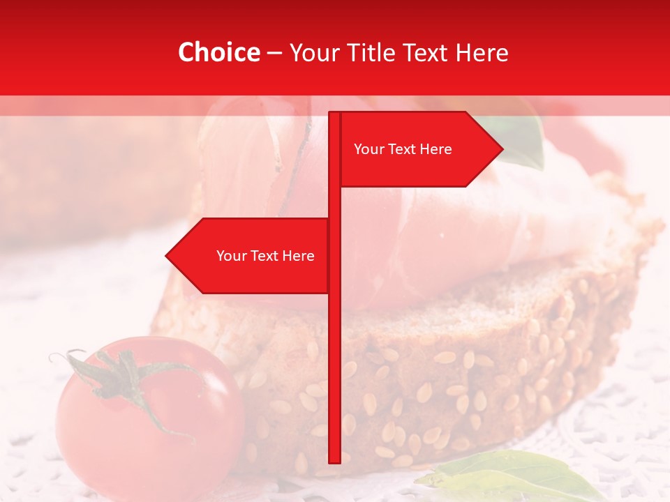 A Piece Of Bread With Meat And Tomatoes On It PowerPoint Template