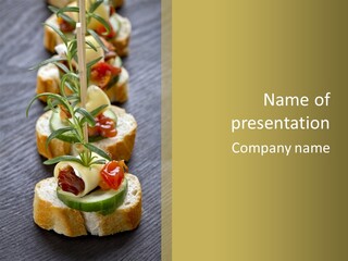 A Long Line Of Appetizers On A Table PowerPoint Template