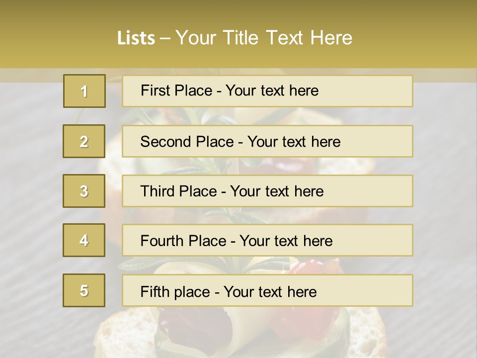 A Long Line Of Appetizers On A Table PowerPoint Template