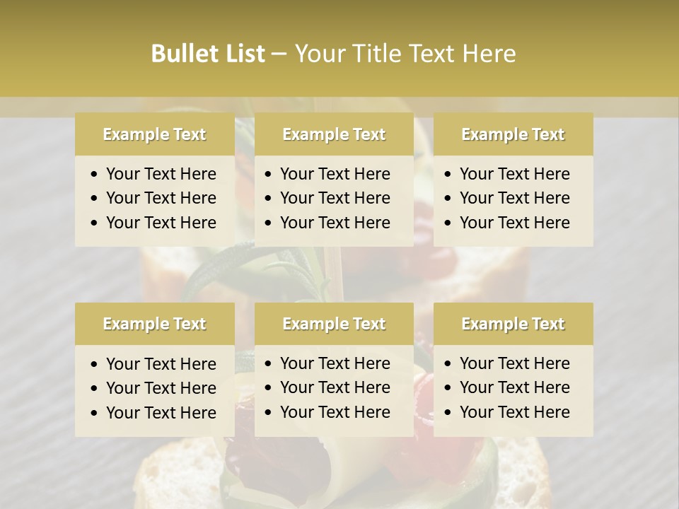 A Long Line Of Appetizers On A Table PowerPoint Template