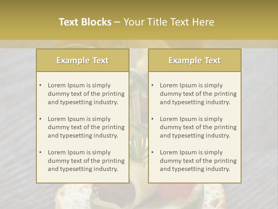 A Long Line Of Appetizers On A Table PowerPoint Template