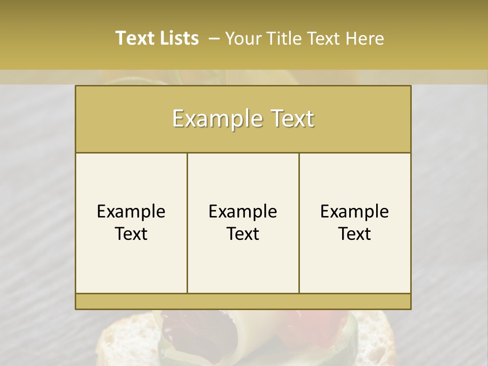 A Long Line Of Appetizers On A Table PowerPoint Template