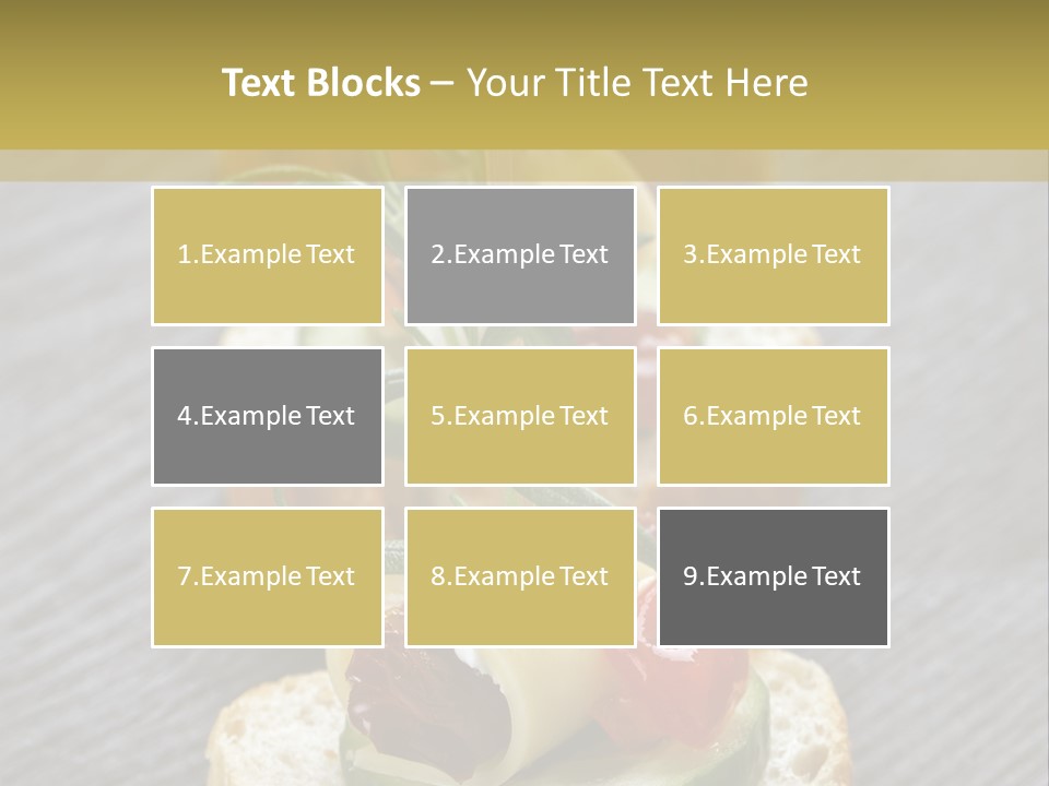 A Long Line Of Appetizers On A Table PowerPoint Template