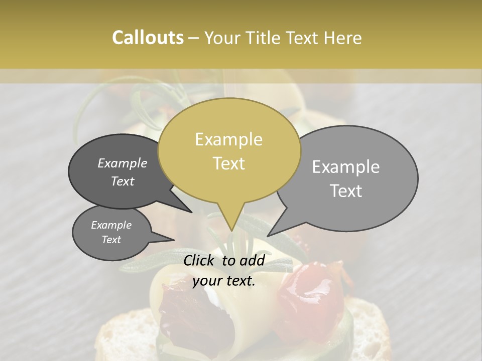 A Long Line Of Appetizers On A Table PowerPoint Template