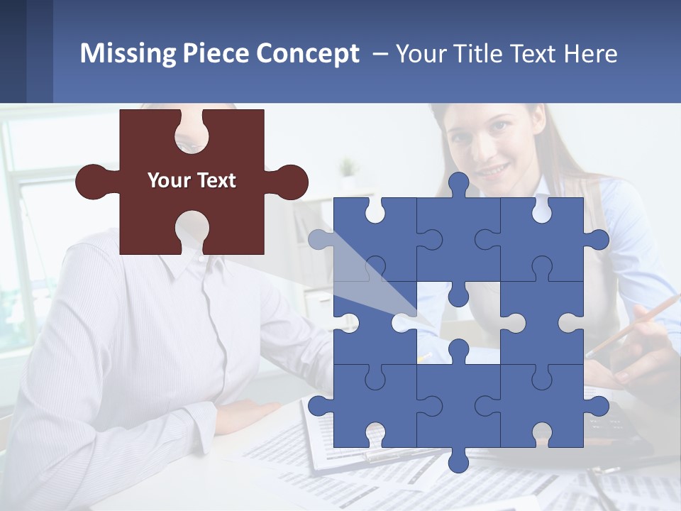 Two Women Sitting At A Desk With A Calculator And Pen PowerPoint Template