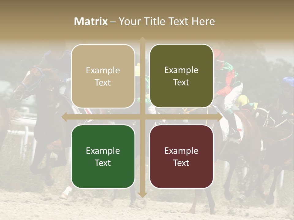 A Group Of Jockeys Racing Horses Around A Track PowerPoint Template