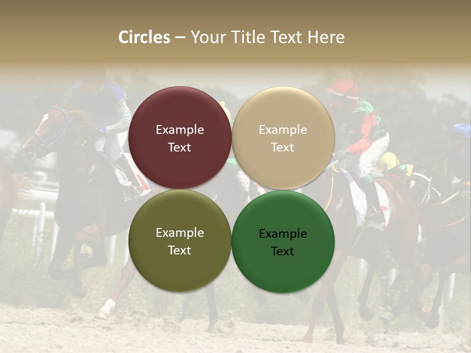 A Group Of Jockeys Racing Horses Around A Track PowerPoint Template