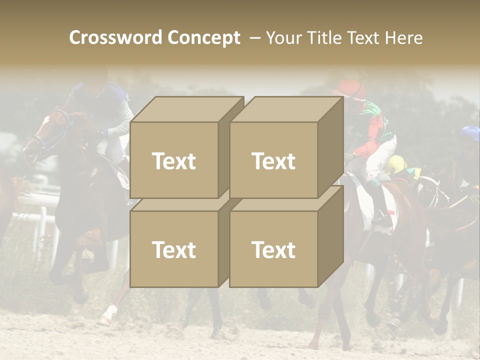 A Group Of Jockeys Racing Horses Around A Track PowerPoint Template