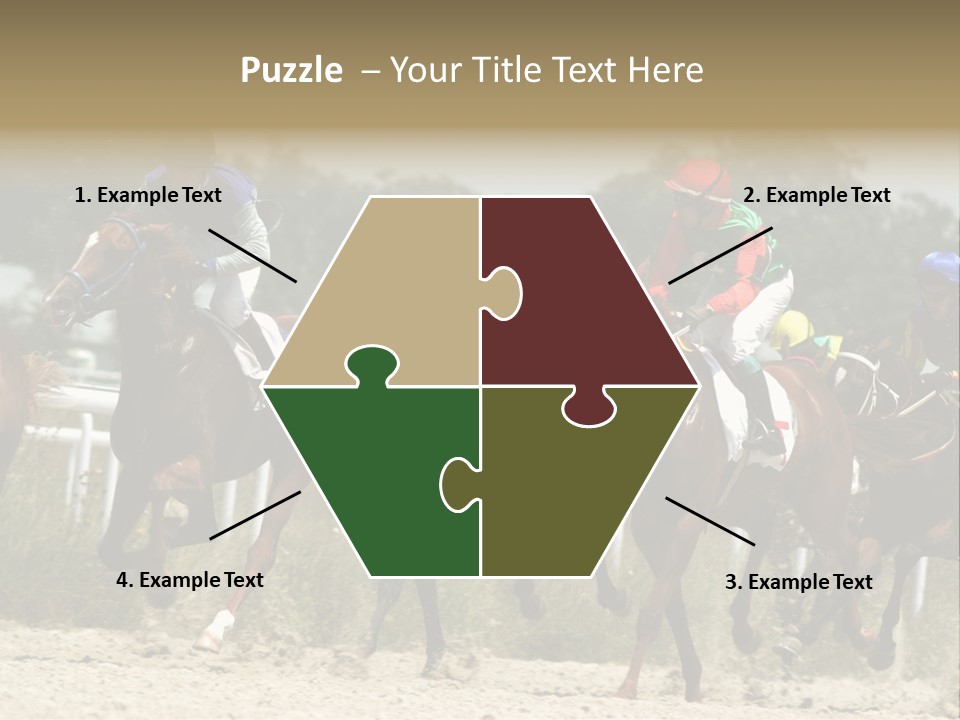A Group Of Jockeys Racing Horses Around A Track PowerPoint Template