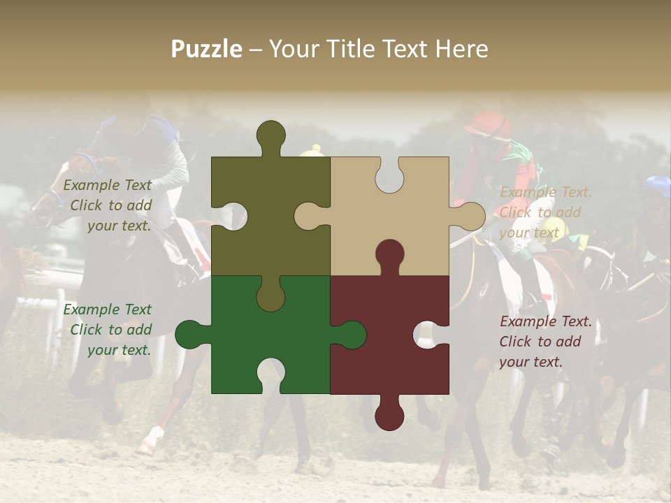 A Group Of Jockeys Racing Horses Around A Track PowerPoint Template