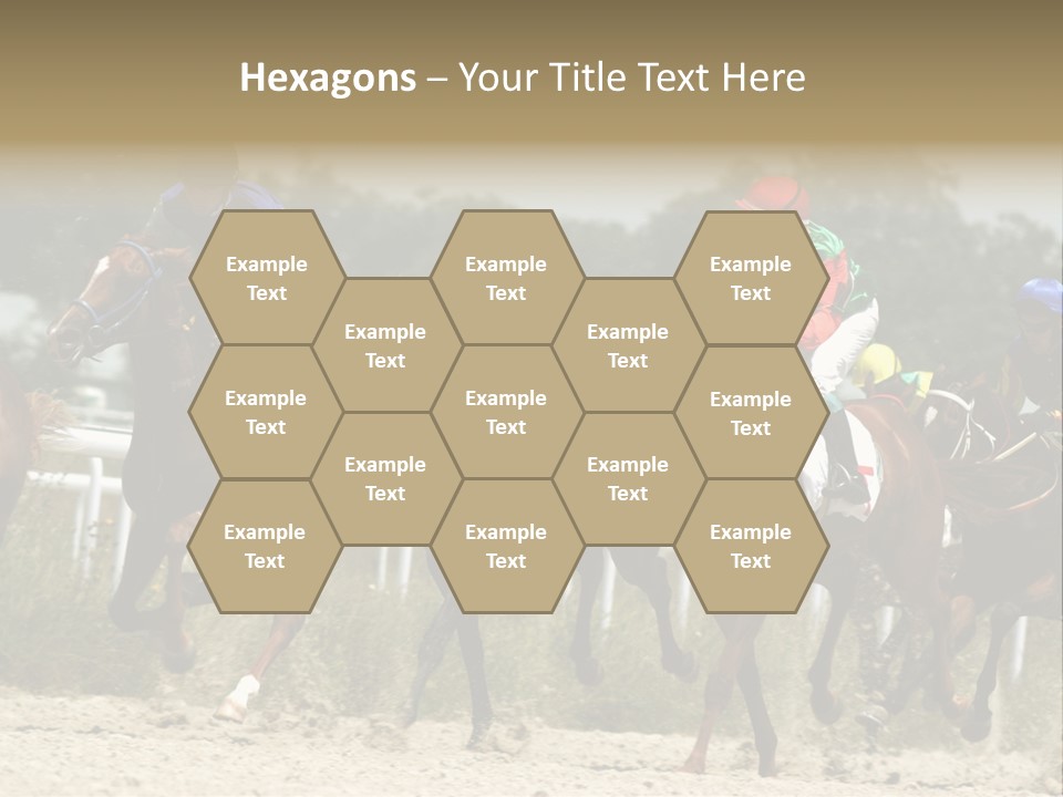 A Group Of Jockeys Racing Horses Around A Track PowerPoint Template