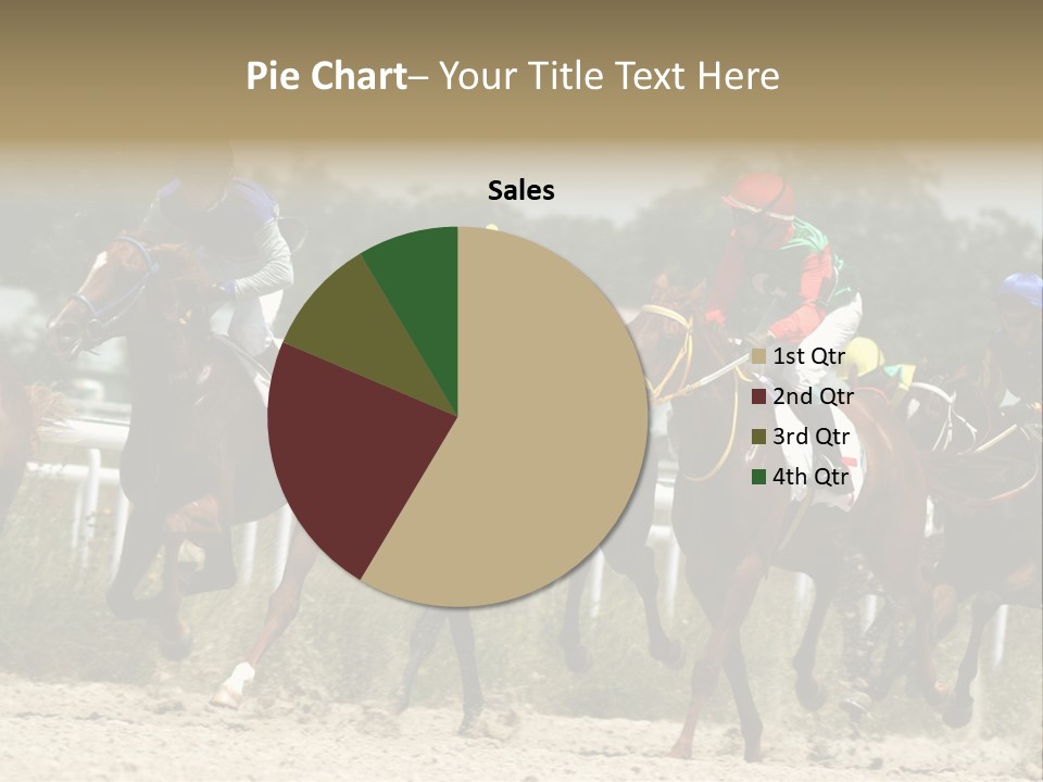 A Group Of Jockeys Racing Horses Around A Track PowerPoint Template