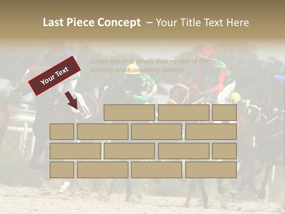 A Group Of Jockeys Racing Horses Around A Track PowerPoint Template