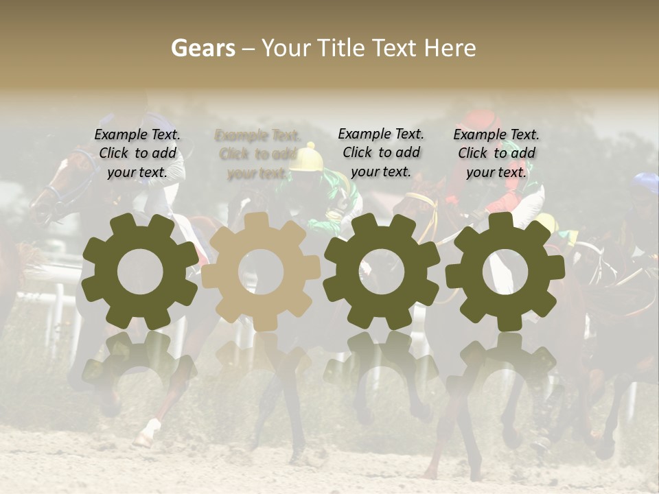 A Group Of Jockeys Racing Horses Around A Track PowerPoint Template