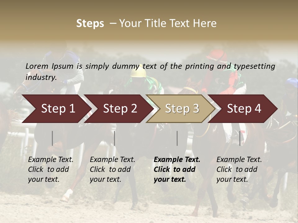 A Group Of Jockeys Racing Horses Around A Track PowerPoint Template