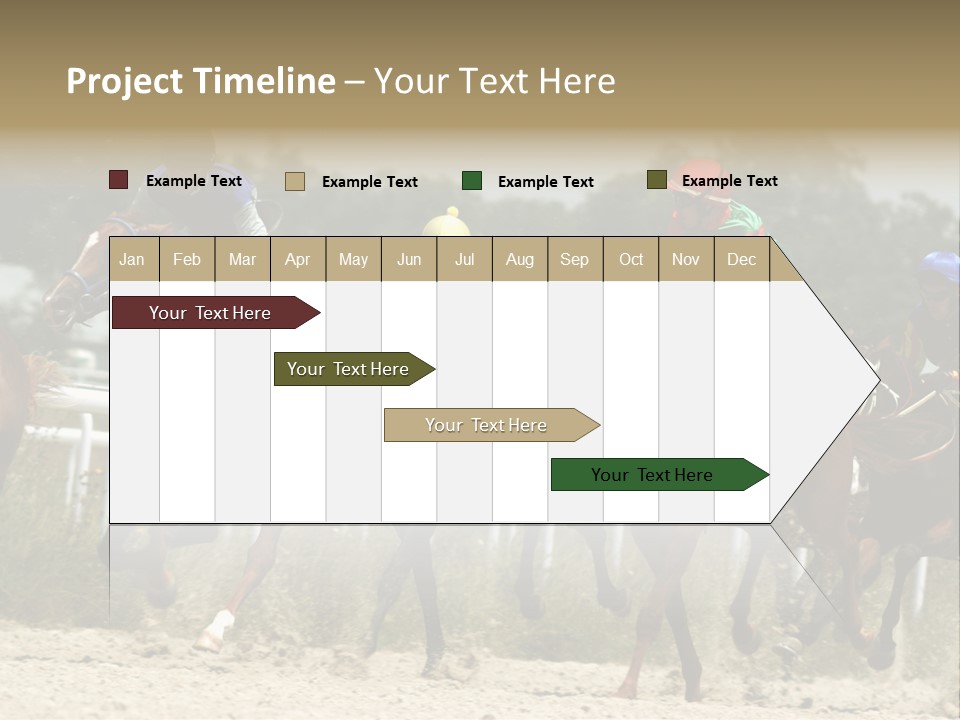 A Group Of Jockeys Racing Horses Around A Track PowerPoint Template