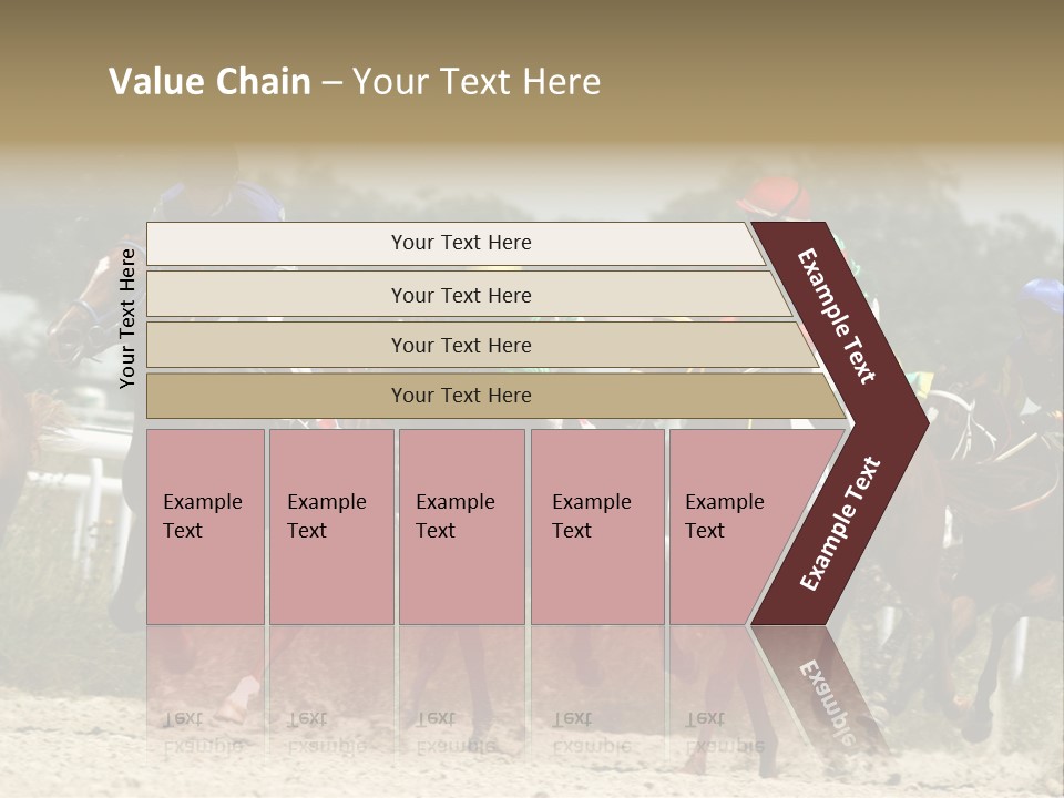A Group Of Jockeys Racing Horses Around A Track PowerPoint Template