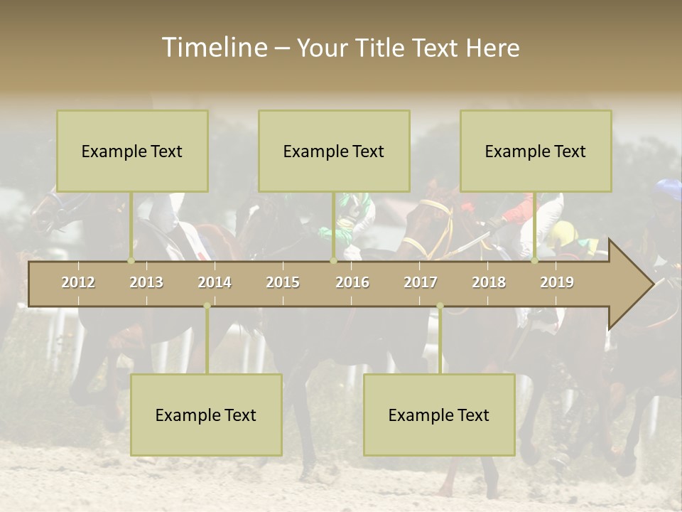 A Group Of Jockeys Racing Horses Around A Track PowerPoint Template