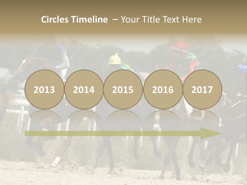 A Group Of Jockeys Racing Horses Around A Track PowerPoint Template