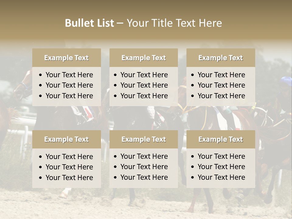 A Group Of Jockeys Racing Horses Around A Track PowerPoint Template
