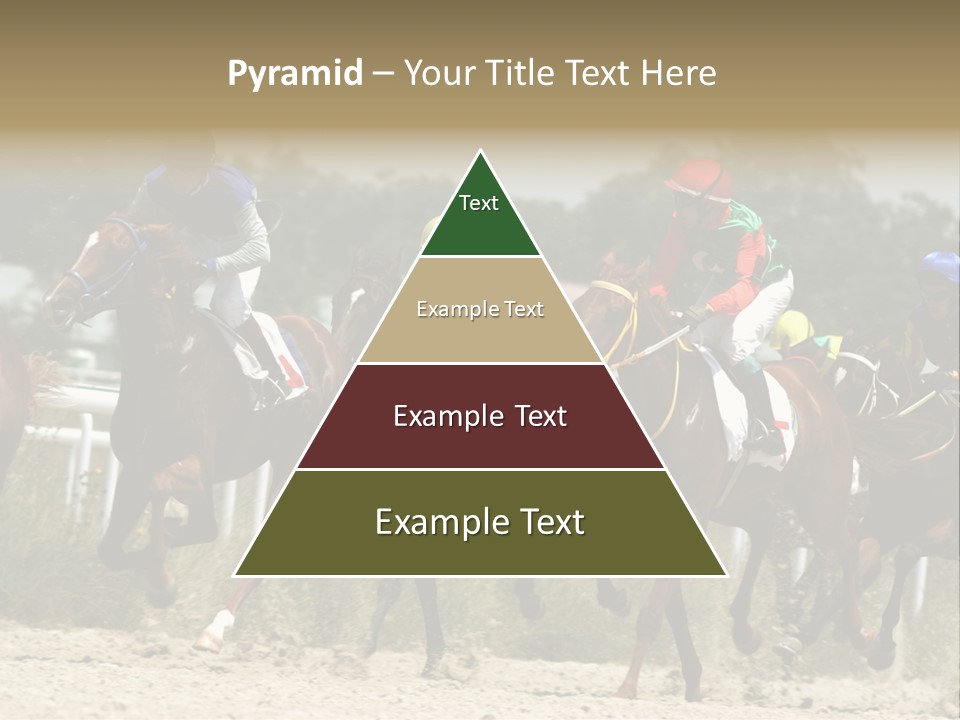A Group Of Jockeys Racing Horses Around A Track PowerPoint Template