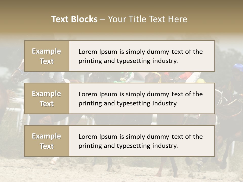 A Group Of Jockeys Racing Horses Around A Track PowerPoint Template