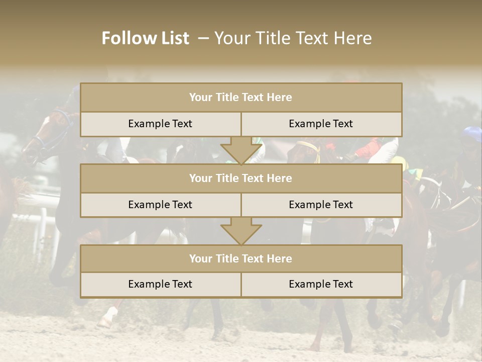 A Group Of Jockeys Racing Horses Around A Track PowerPoint Template