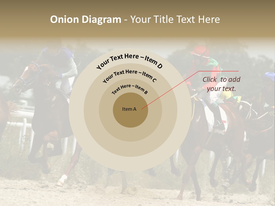 A Group Of Jockeys Racing Horses Around A Track PowerPoint Template