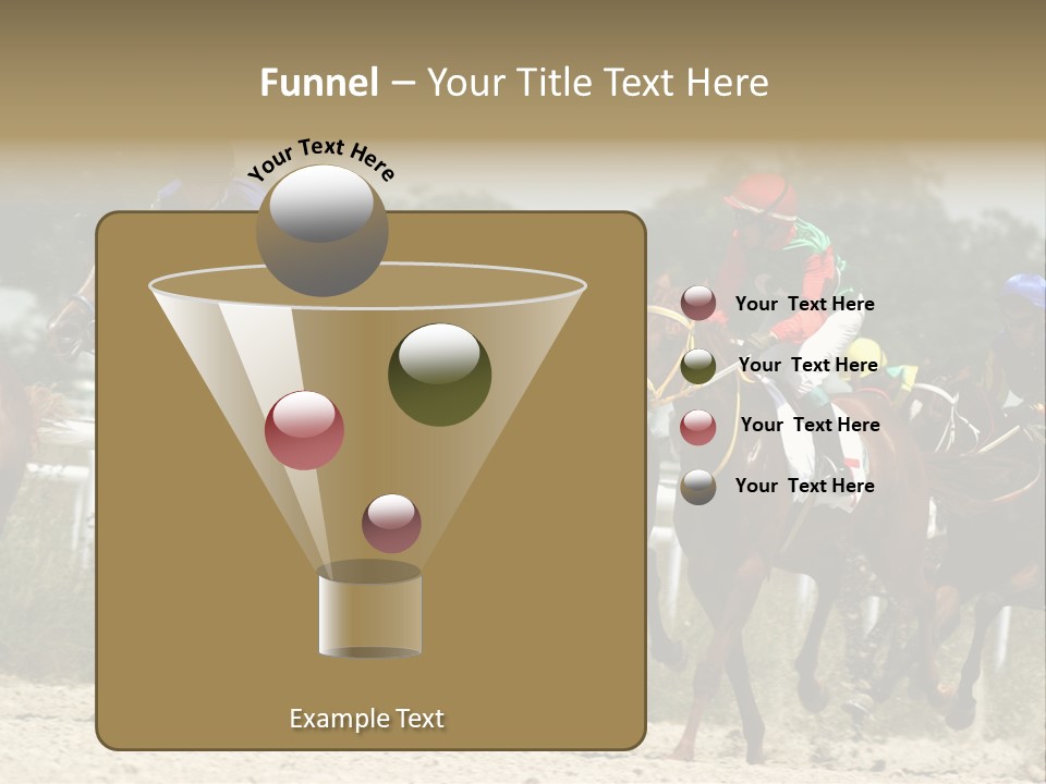 A Group Of Jockeys Racing Horses Around A Track PowerPoint Template
