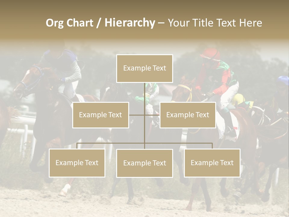A Group Of Jockeys Racing Horses Around A Track PowerPoint Template
