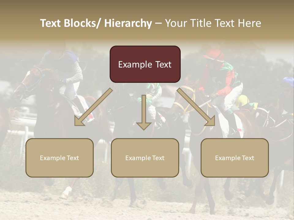 A Group Of Jockeys Racing Horses Around A Track PowerPoint Template