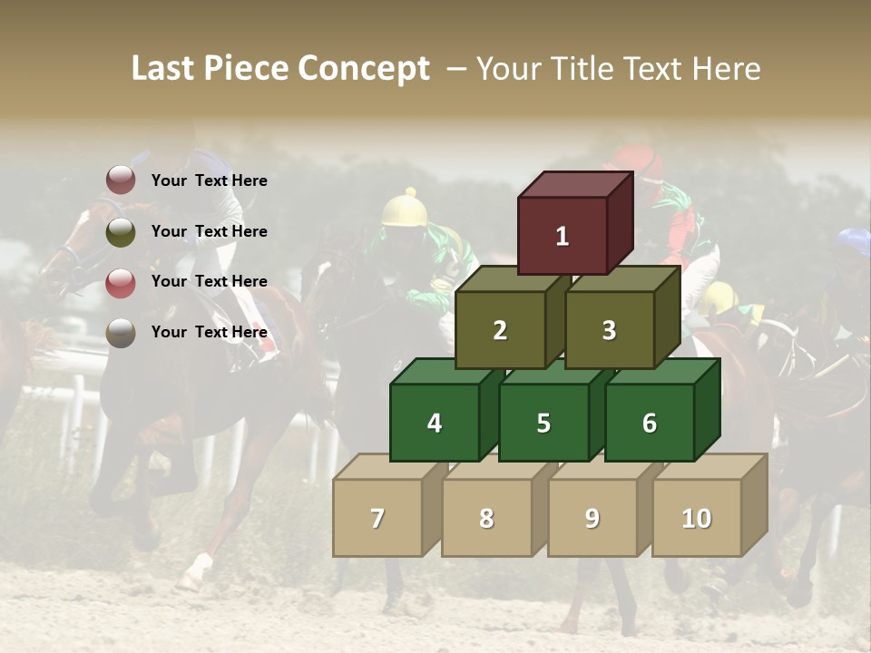 A Group Of Jockeys Racing Horses Around A Track PowerPoint Template