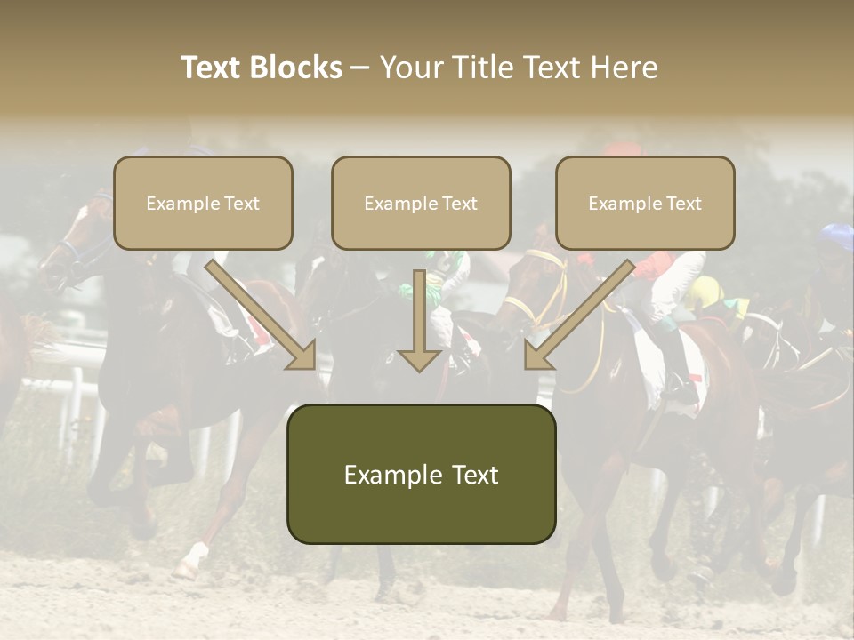A Group Of Jockeys Racing Horses Around A Track PowerPoint Template