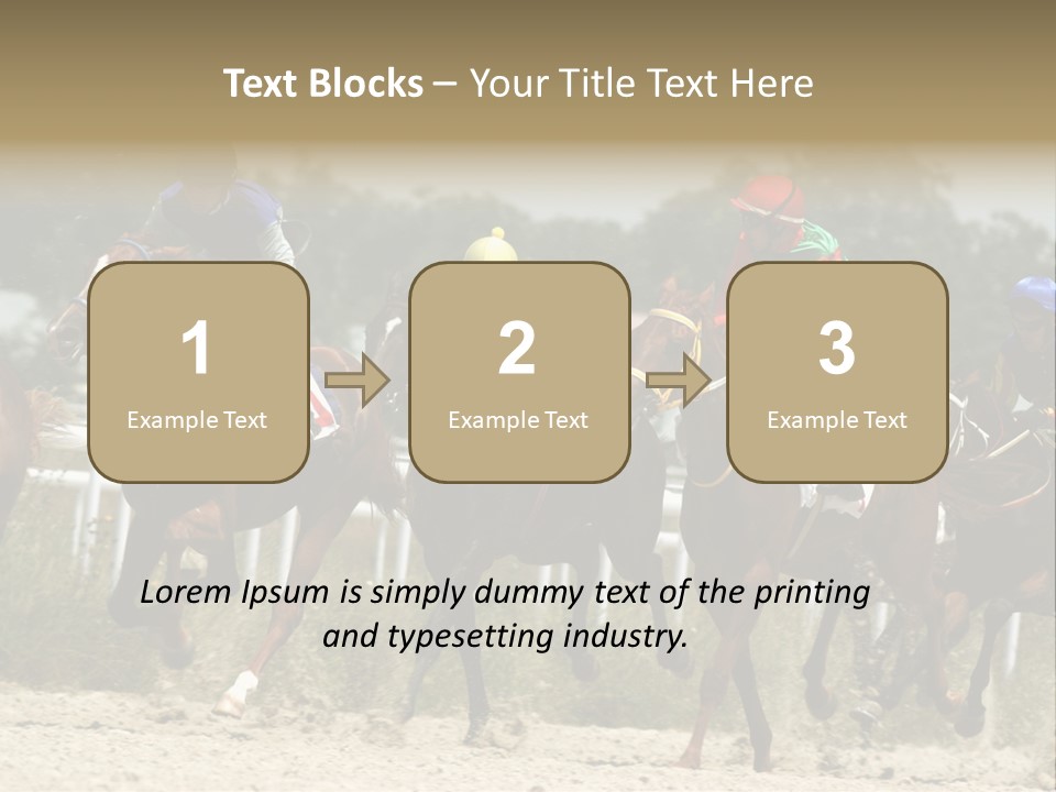 A Group Of Jockeys Racing Horses Around A Track PowerPoint Template