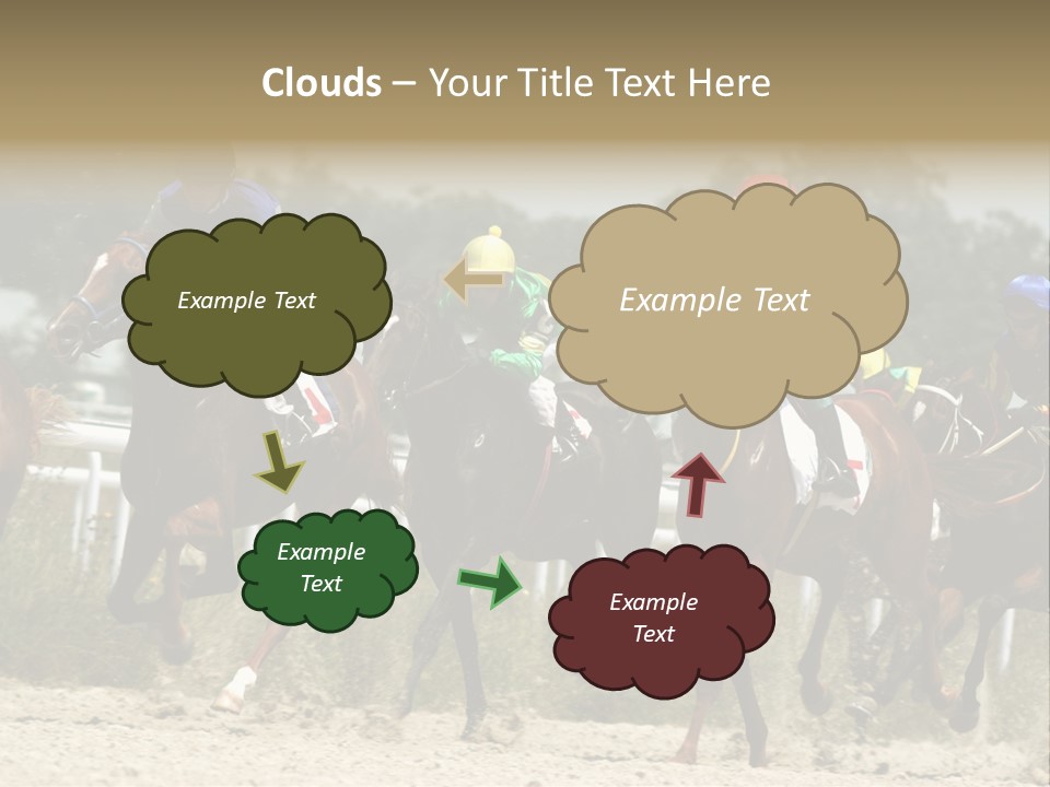 A Group Of Jockeys Racing Horses Around A Track PowerPoint Template