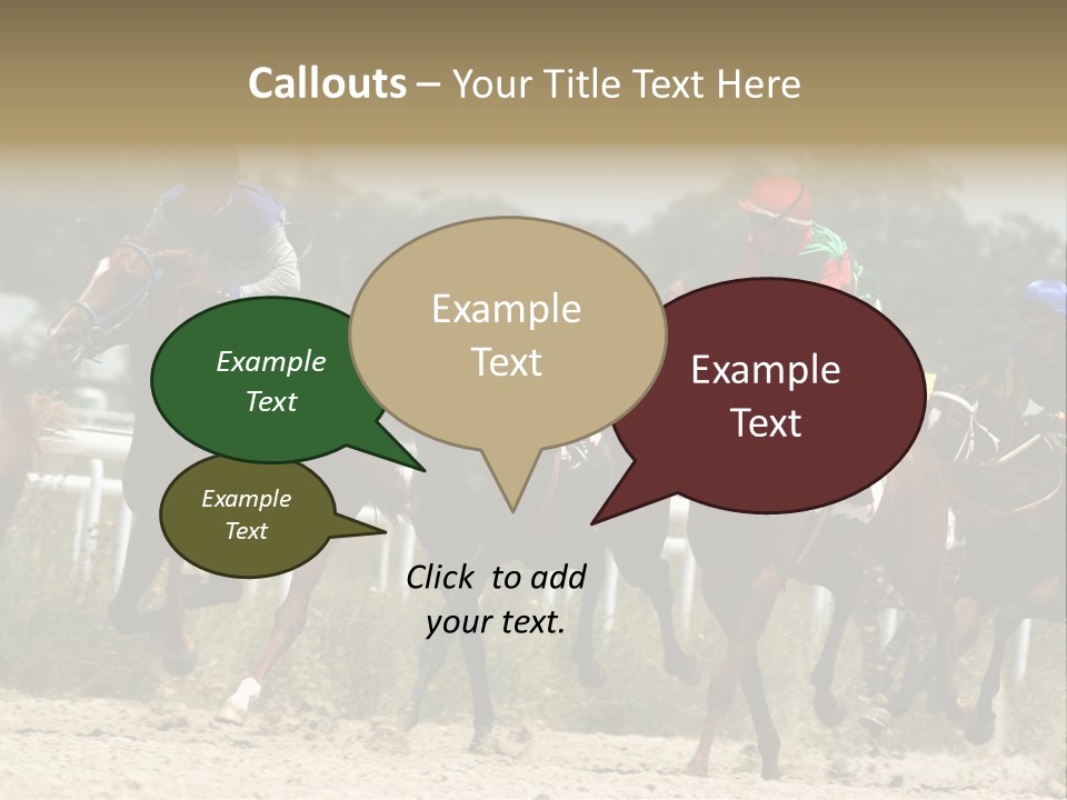 A Group Of Jockeys Racing Horses Around A Track PowerPoint Template